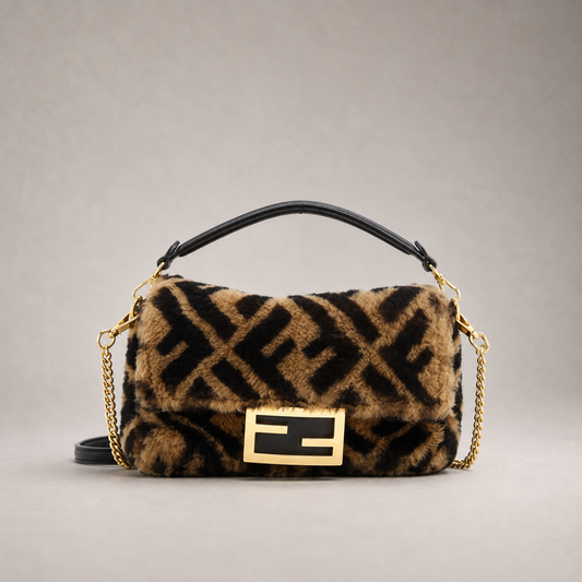 Baguette NM Bag Zucca Shearling Mini (Brown)