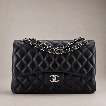 Classic Double Flap Bag Quilted Lambskin Jumbo (Black)