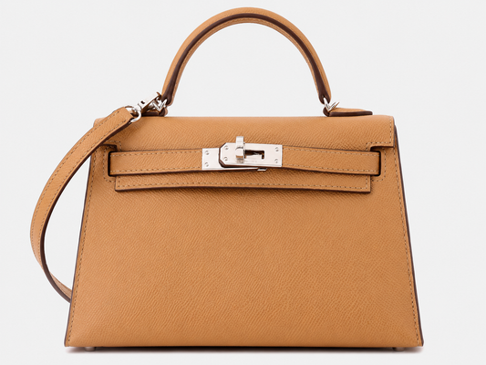 Kelly Mini II Bag Brown Epsom with Palladium Hardware