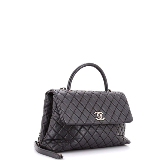 Coco Top Handle Bag Quilted Caviar Medium