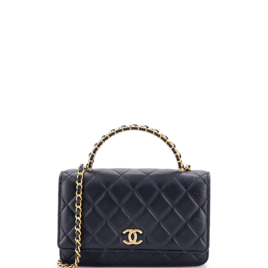 Pick Me Up Logo Handle Wallet on Chain Quilted Lambskin
