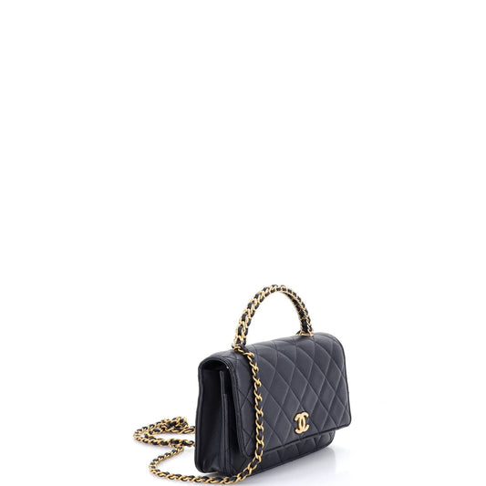 Pick Me Up Logo Handle Wallet on Chain Quilted Lambskin
