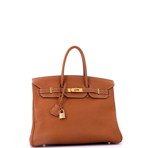Birkin Handbag Gold Fjord with Gold Hardware 35