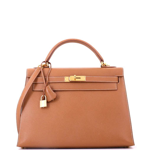 Kelly Handbag Gold Courchevel with Gold Hardware 32