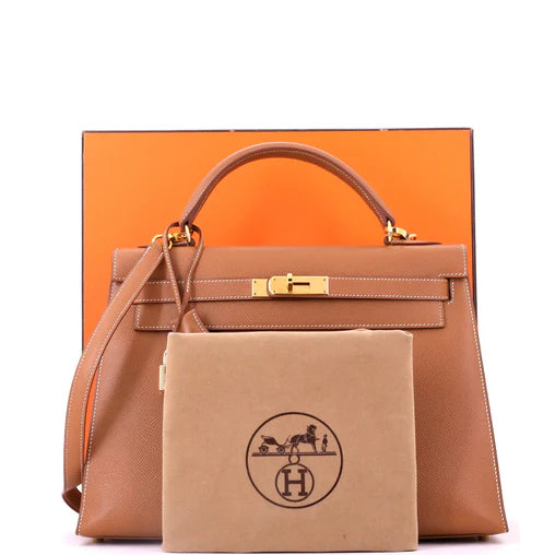 Kelly Handbag Gold Courchevel with Gold Hardware 32
