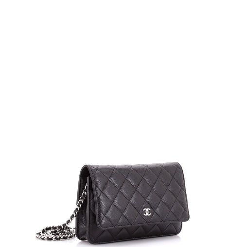 Wallet on Chain Quilted Black Caviar