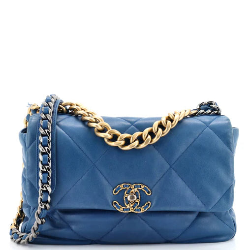 19 Flap Bag Quilted Leather Large