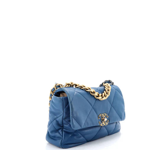 19 Flap Bag Quilted Leather Large