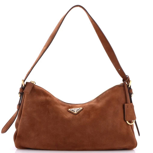 Prada Aimee Nubuck Large Shoulder Bag