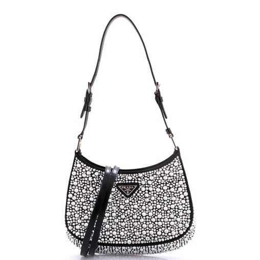 Cleo Shoulder Bag – Crystal Embellished Satin (Small)