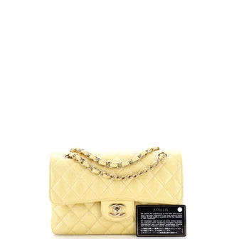 Classic Double Flap Bag Small Iridescent Yellow Caviar