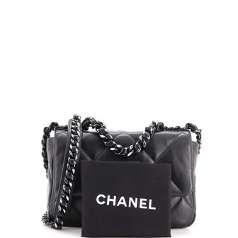 CC So Black 19 Flap Bag Quilted Lambskin Medium