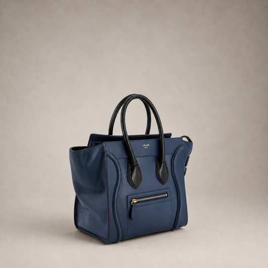 Bicolor Luggage Bag Leather Micro