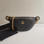 CC Waist Bag Black Calfskin Leather Gold Hardware