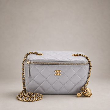 Pearl Crush Vanity Case with Chain Quilted Lambskin Small