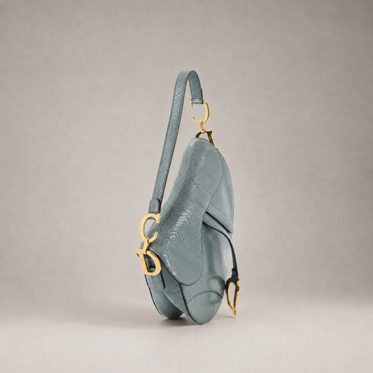 Saddle Handbag Python Medium (Green)