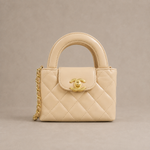 Kelly Top Handle Shopping Bag Quilted Shiny Aged Calfskin Mini