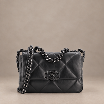 CC So Black 19 Flap Bag Quilted Lambskin Medium