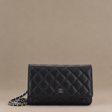 Wallet on Chain Quilted Black Caviar