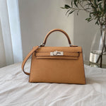 Kelly Mini II Bag Brown Epsom with Palladium Hardware