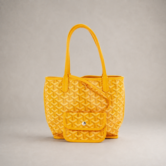 Anjou Reversible Tote Coated Canvas Mini (Yellow)