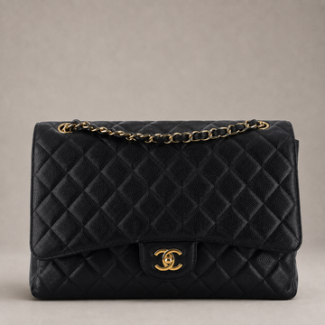Vintage Classic Double Flap Bag Quilted Caviar Maxi (Black)
