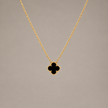 Vintage Alhambra Pendant Necklace 18K Yellow Gold & Onyx