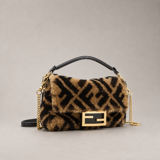 Baguette NM Bag Zucca Shearling Mini (Brown)