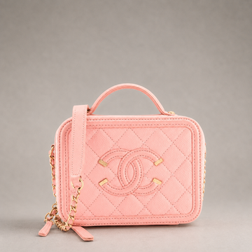 Filigree Vanity Case Quilted Caviar Small (Pink)